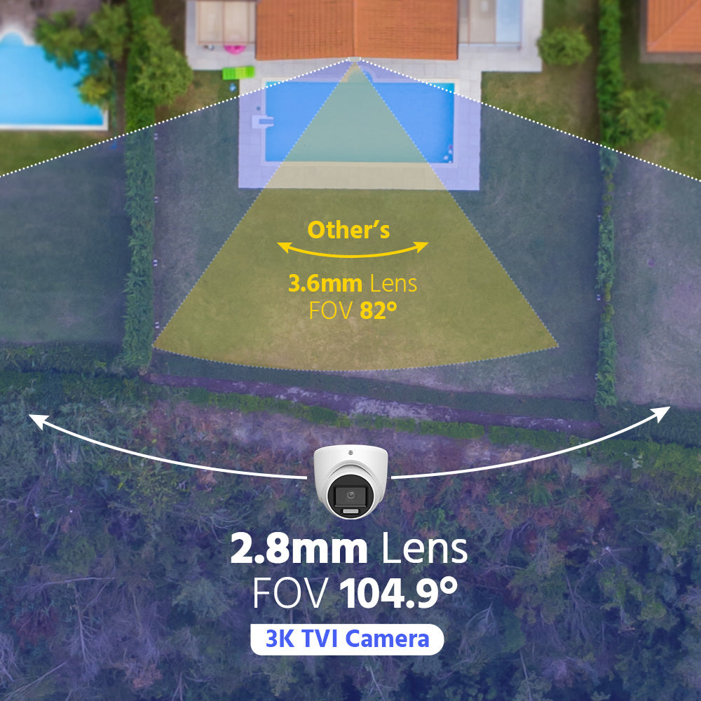 ColorVu 5MP 3K Turret Camera, Smart Hybrid Light, Audio – White (T259W-HS)