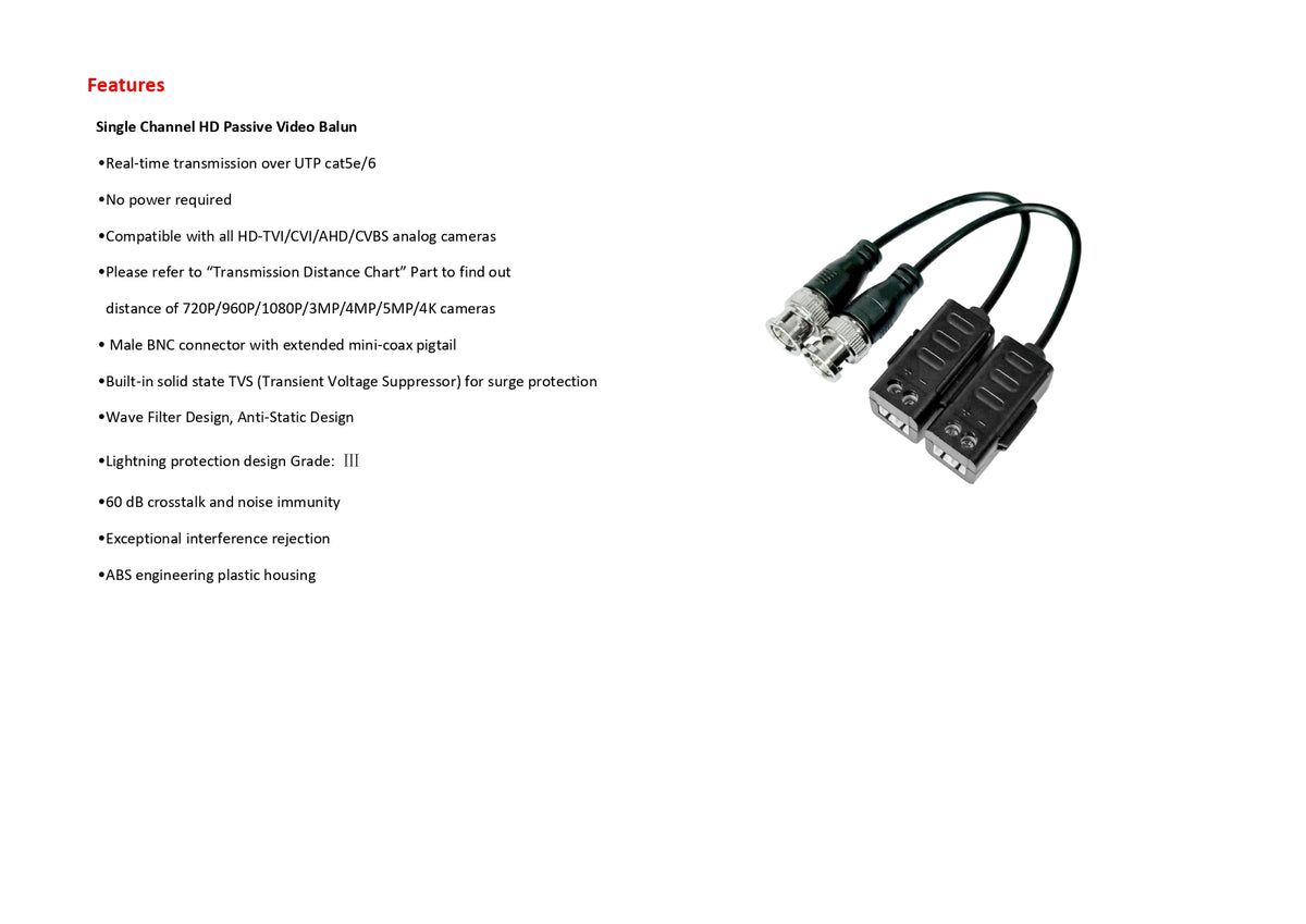 Premium Passive Video Balun – Screw Terminal (HA-B820S)