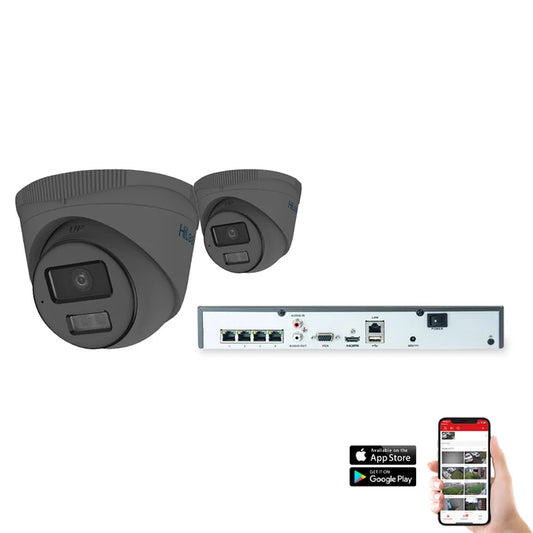 HiLook IP Smart Hybrid ColorVu 2 Camera 4ch 4MP 30m CCTV Kit – Grey (HI-KIT-IPC-HYB-4MP-2-GR)