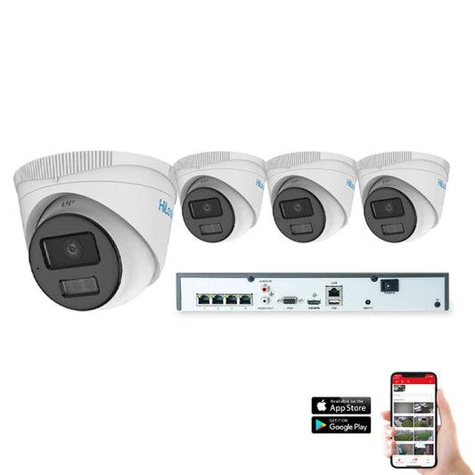HiLook IP Smart Hybrid ColorVu 4 Camera 4ch 4MP 30m CCTV Kit (HI-KIT-IPC-HYB-4MP-4)