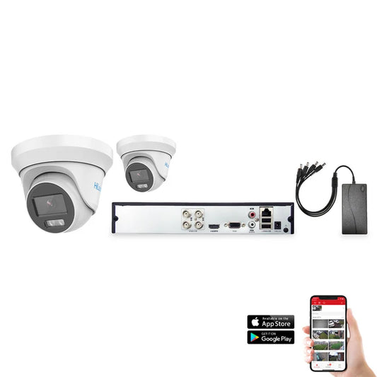 HiLook ColorVu 2 Camera 4ch AoC 3K 40m CCTV Kit (HI-KIT-TVI-COL-3K-40M-2)