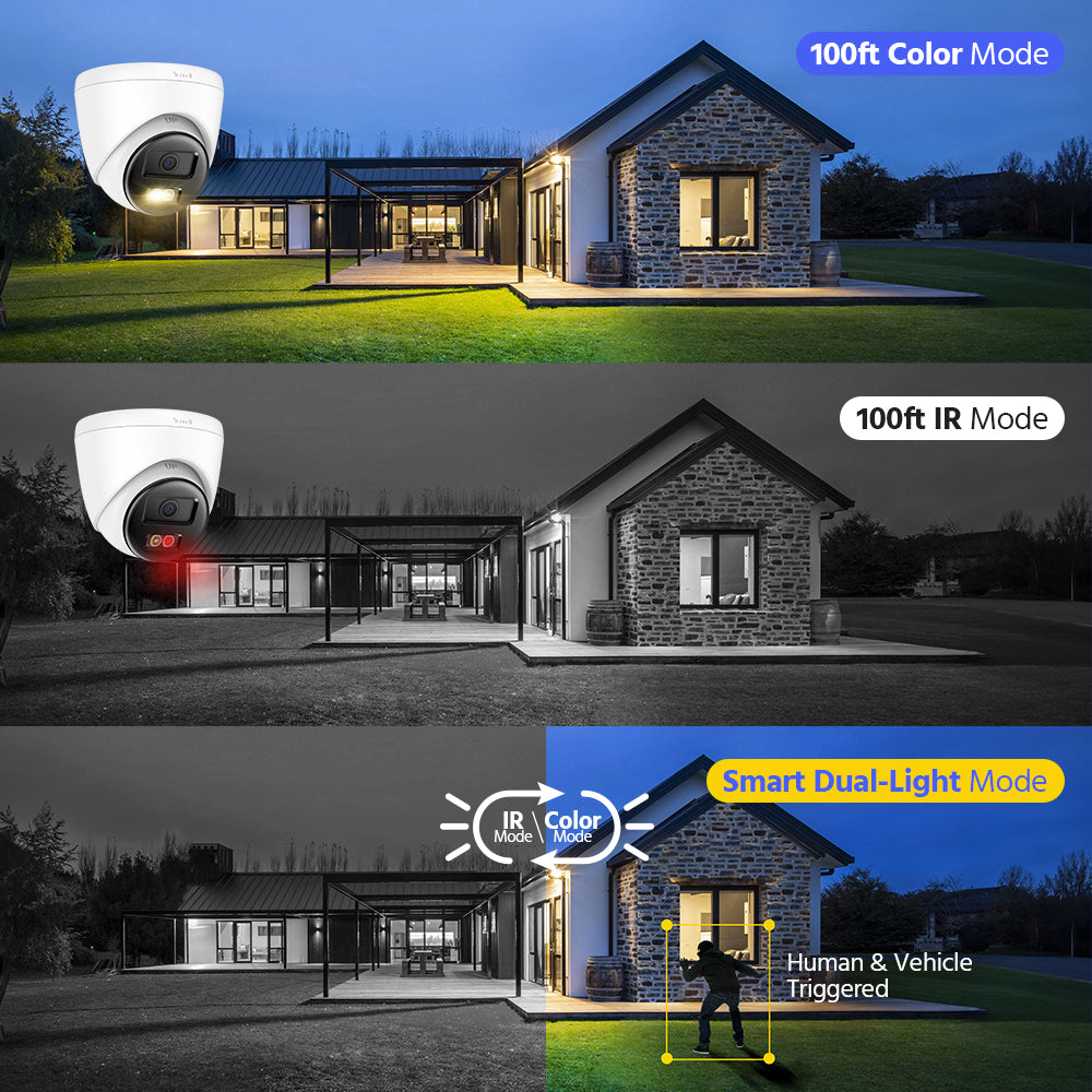 12MP IP Turret Camera, Smart Hybrid Light, Two-Way Audio – Black (IPT2120B-HT)