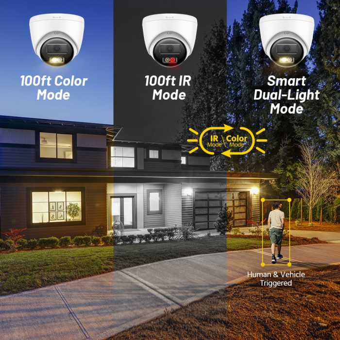 8MP 4K PoE IP Camera, Smart Hybrid Light, Two-Way Audio – White (IPT280W-HT)