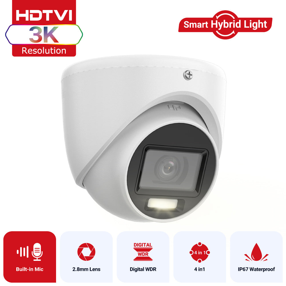 ColorVu 3K Turret Camera, Smart Hybrid Light, Audio – White (T159W-HS)