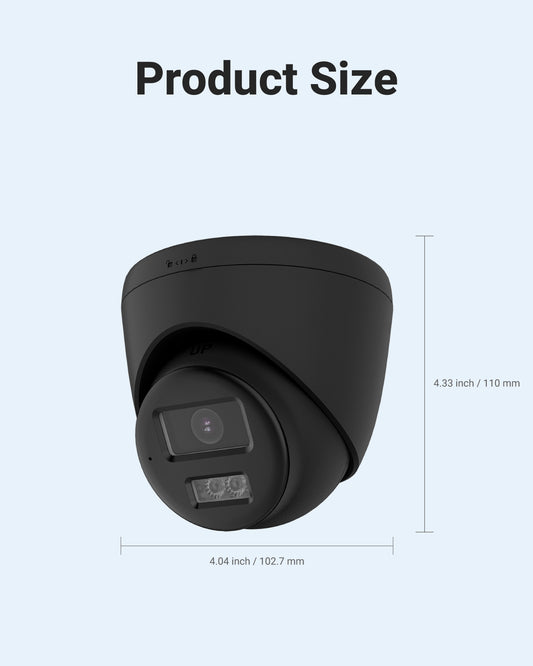 ColorVu 5MP 3K Turret Camera, Smart Hybrid Light, Two-Way Audio – Black (T259B-HT)