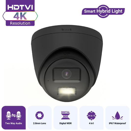ColorVu 8MP 4K Turret Camera, Smart Hybrid Light, Two-Way Audio – Black (T289B-HT)