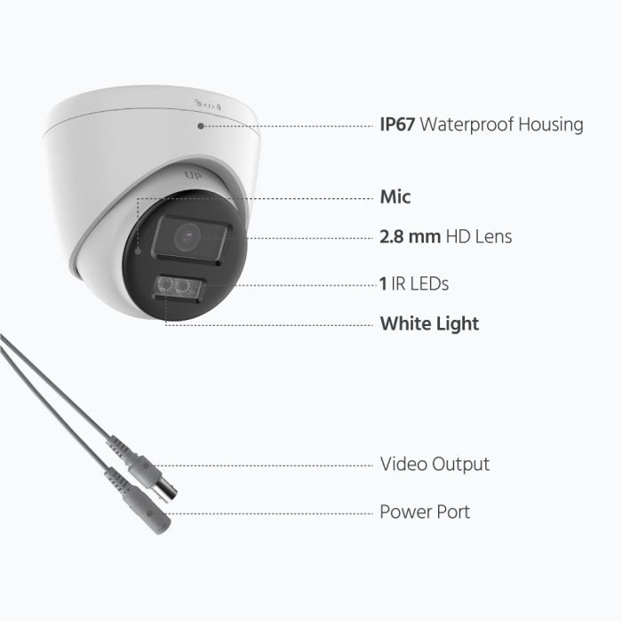 ColorVu 8MP 4K Turret Camera, Smart Hybrid Light, Two-Way Audio – White (T289W-HT)